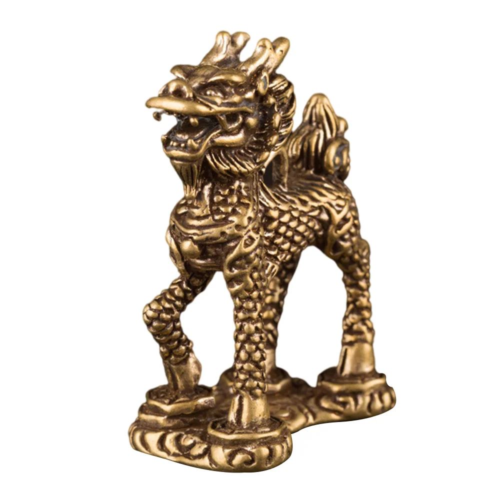

Home Decor Ornaments Desktop Adornments Auspicious Decorate 5.8X4.2X2.4cm Copper Golden Furnishing Kylin Statues