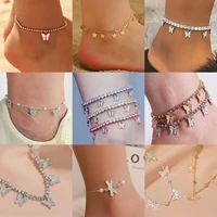 15 style butterfly ankle chain for women men bohemia jewelry boho beads key charm anklet beach accessories gift for friends 2022