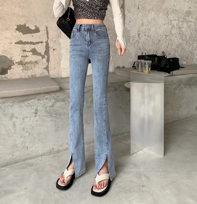 

DD1599 The new Korean version of the high-waisted thin flared wide-leg mopping pants jeans