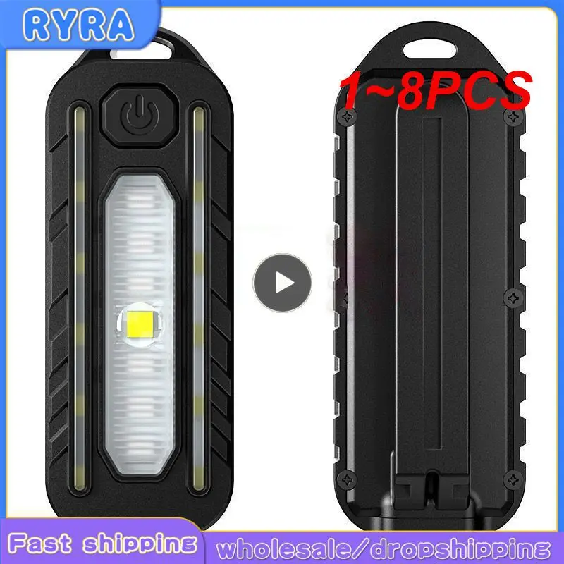 

Миниатюрный светодиодный фонарик, зарядка через USB, карманный фонарь для велосипеда, брелок, предупреждающий фонарь, 1 ~ 8 шт.