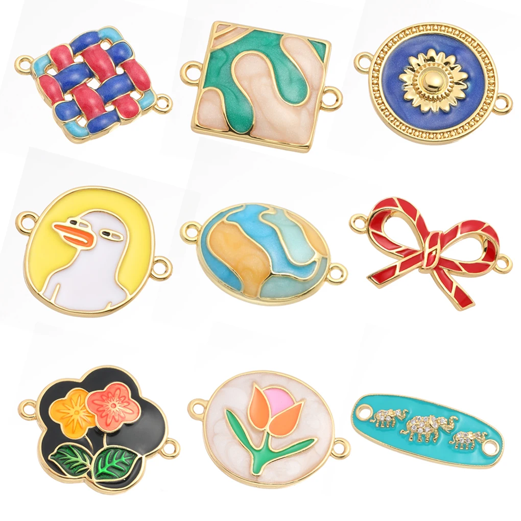 

Bohemian Flowers Colorful Double Hole Charms Accessories for Jewelry Making Supplis Cute Designer Charms for Necklace Bracelet