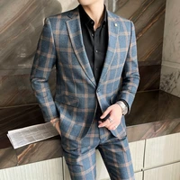 jacketspants 2022 new style men high quality business blazersmale slim fit casual suit of two pieces vintage style mao suit