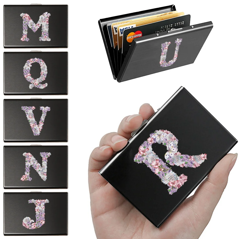

Card Holder Anti-theft Credit Bank Card Holder Wallet Luxury Men Money Bag Rose Flower Print ID Case Slim Small Money Wallets