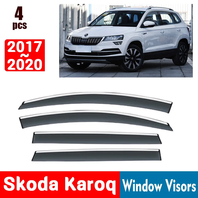 FOR Skoda Karoq 2017-2020 Window Visors Rain Guard Windows Rain Cover Deflector Awning Shield Vent Guard Shade Cover Trim