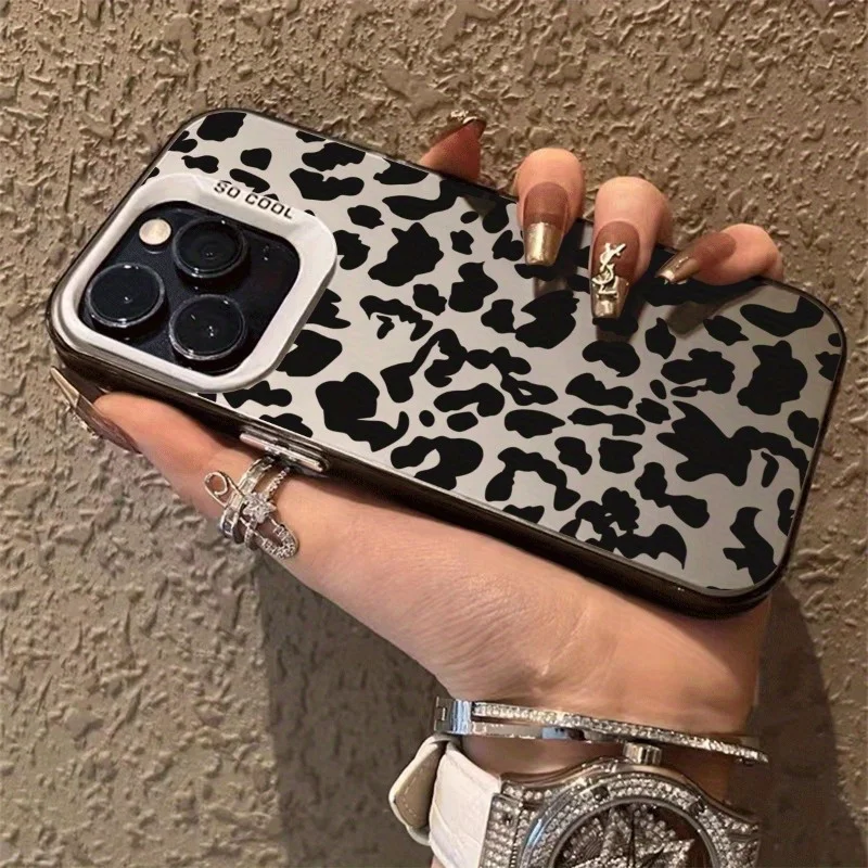 Черный чехол для телефона с леопардовым принтом подходит iPhone 15 14 16 Pro Max 11 12 13 7 8 Plus X