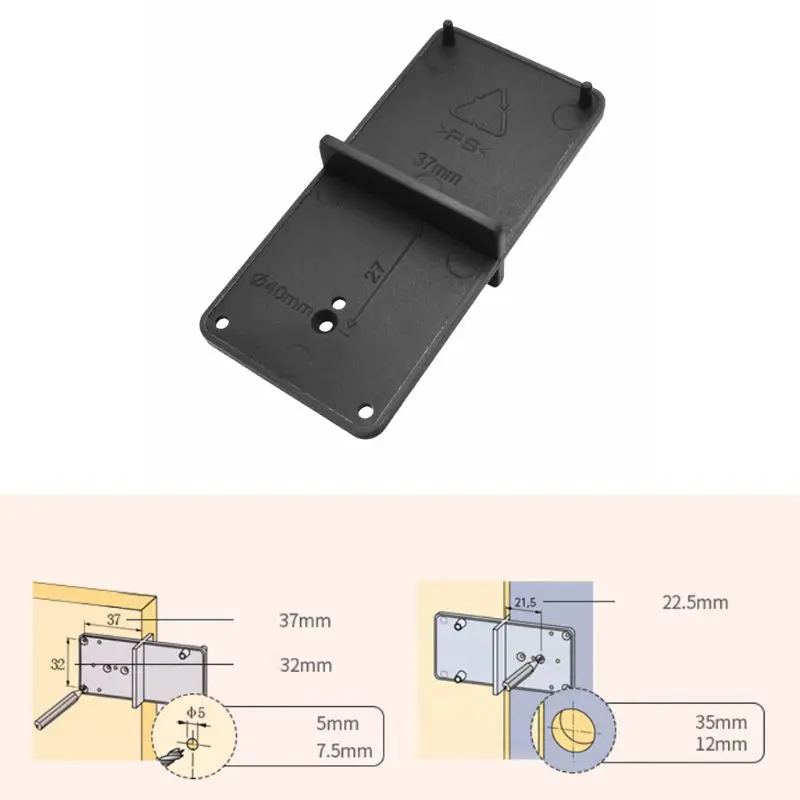

Hinge Hole Drilling Guide Locator Opener Wood Work Template Door Cabinets Wood