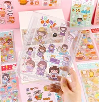 6pcsset cartoon transparent pvc waterproof stickers diy diary cute decorative materials notebook crapbooking craft sticker