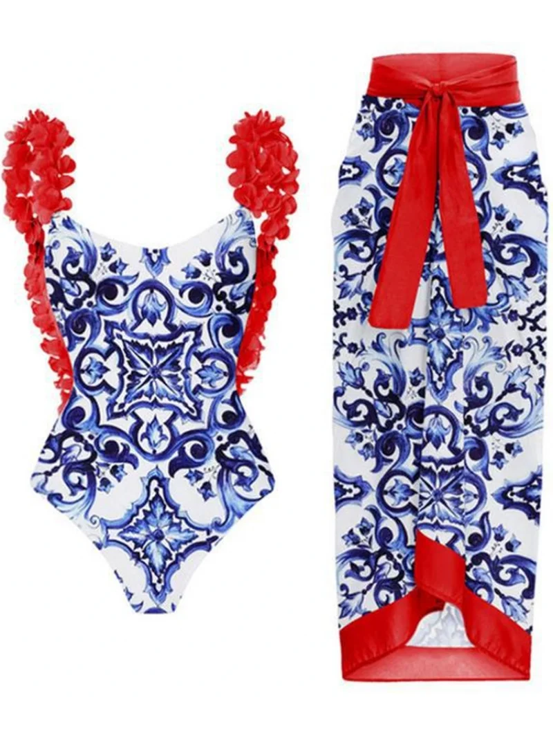2023 Women Summer Clothes Flower Print Casual Crop Tank Tops Bodysuits And Skirt Fitness Skinny Outfit Suit Two Piece 2pc Sets