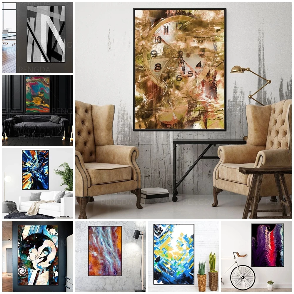 

Настенная картина, HD печать, домашний декор, искусственная красочная линия, рисунок-постер, картины на холсте для гостиной, модульная, без ра...