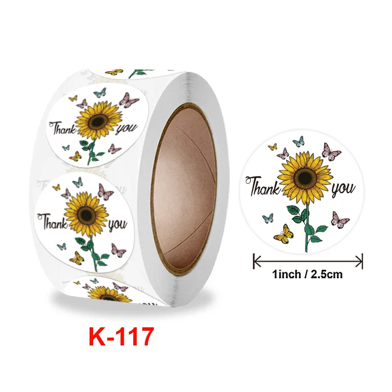 

100-500pcs Sunflower Sticker Birthday Party Stickers Birthday Gifts Tags Decoration Thank You Stickers Cartoon Cute Seal label