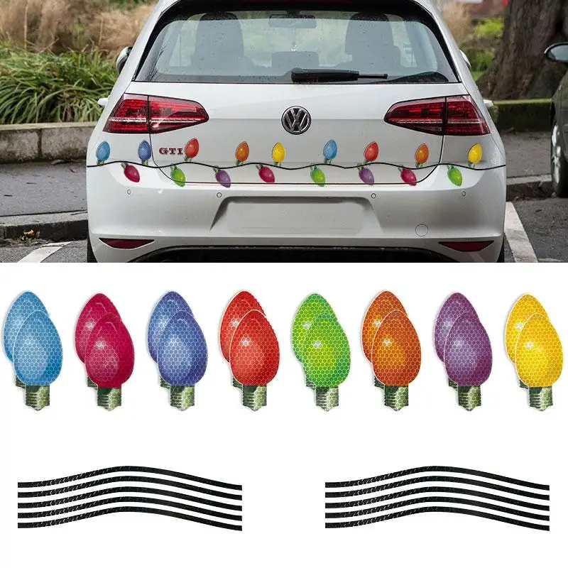 

1set Christmas Decoration Car Sticker Reflective Light Bulb Refrigerator Magnets for Home New Year 2023 Decor Party Supplies