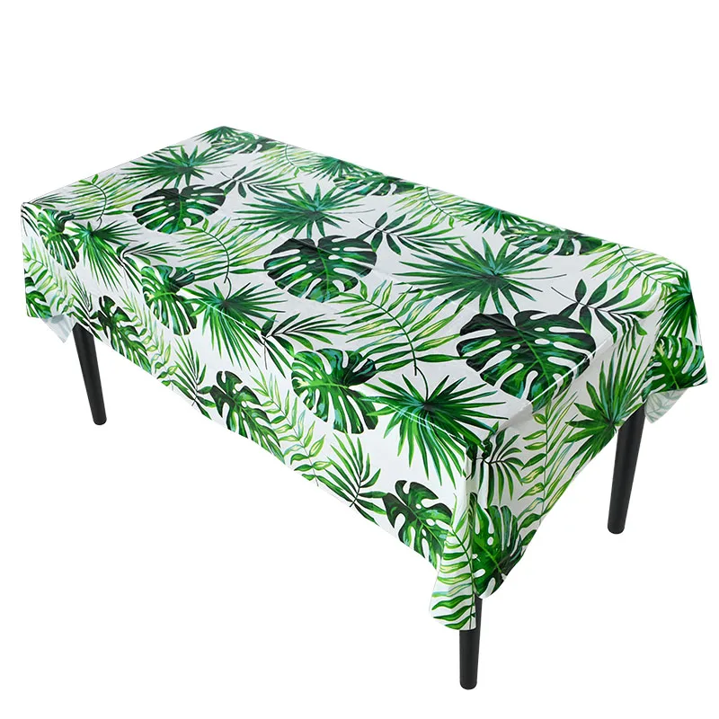 

Hawaii Party Turtle Leaf Disposable Tablecloth Tropic Jungle Theme Party Green Palm Leaf Tablecover Wedding Birthday Decorations
