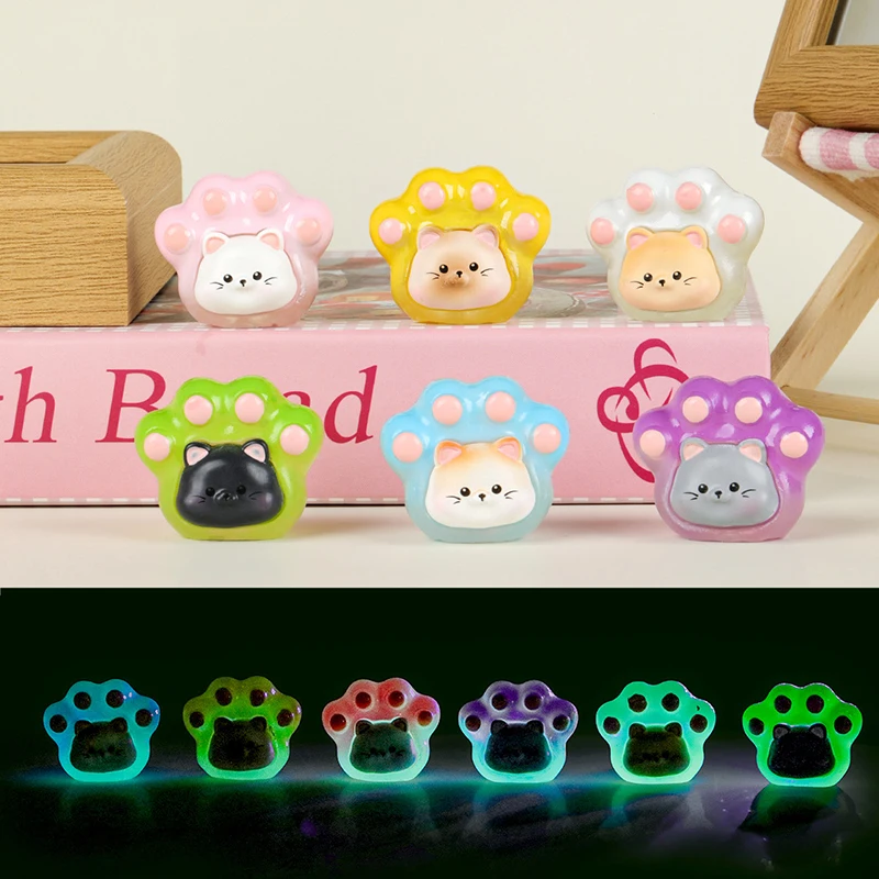 Милая Мини светящаяся кошачья лапа украшения мультяшный котенок микро