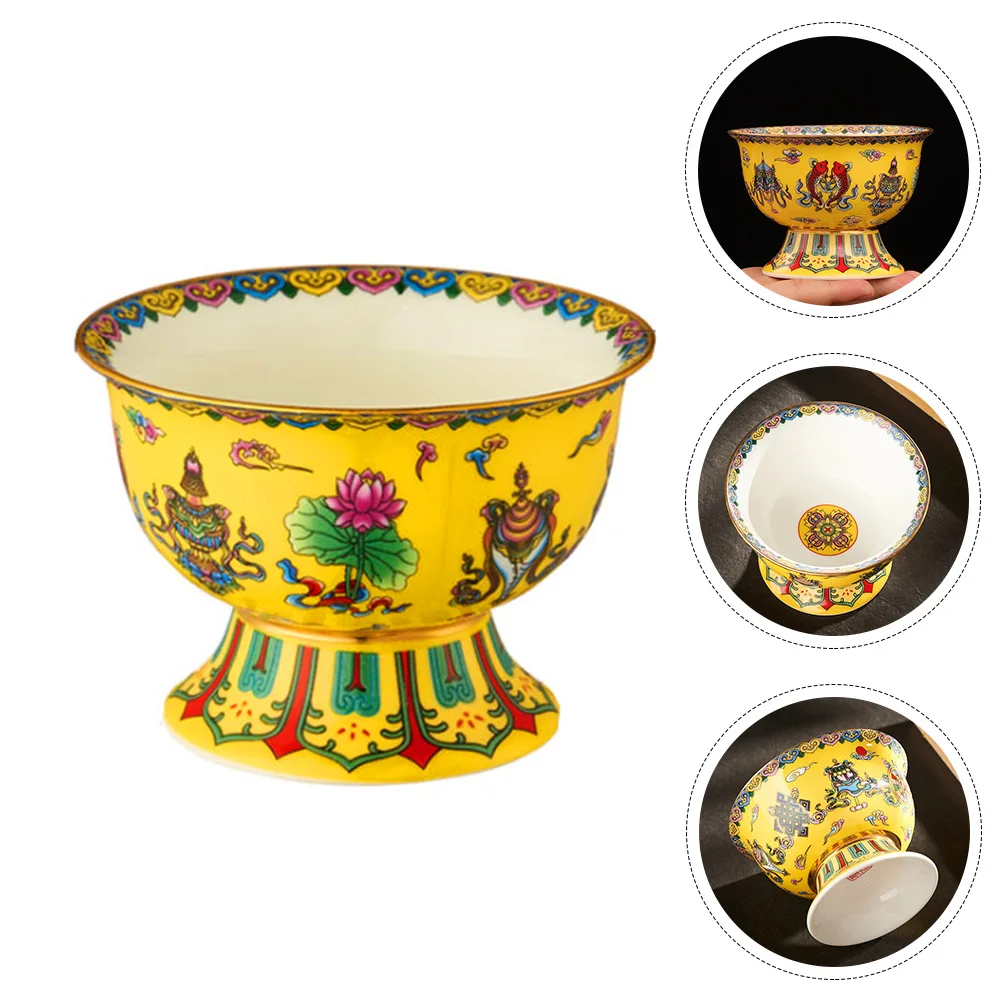 

Enamel Tribute Bowl Worship Temple Mini Decor Ceramic Sacrificing Home Decors Ceramics