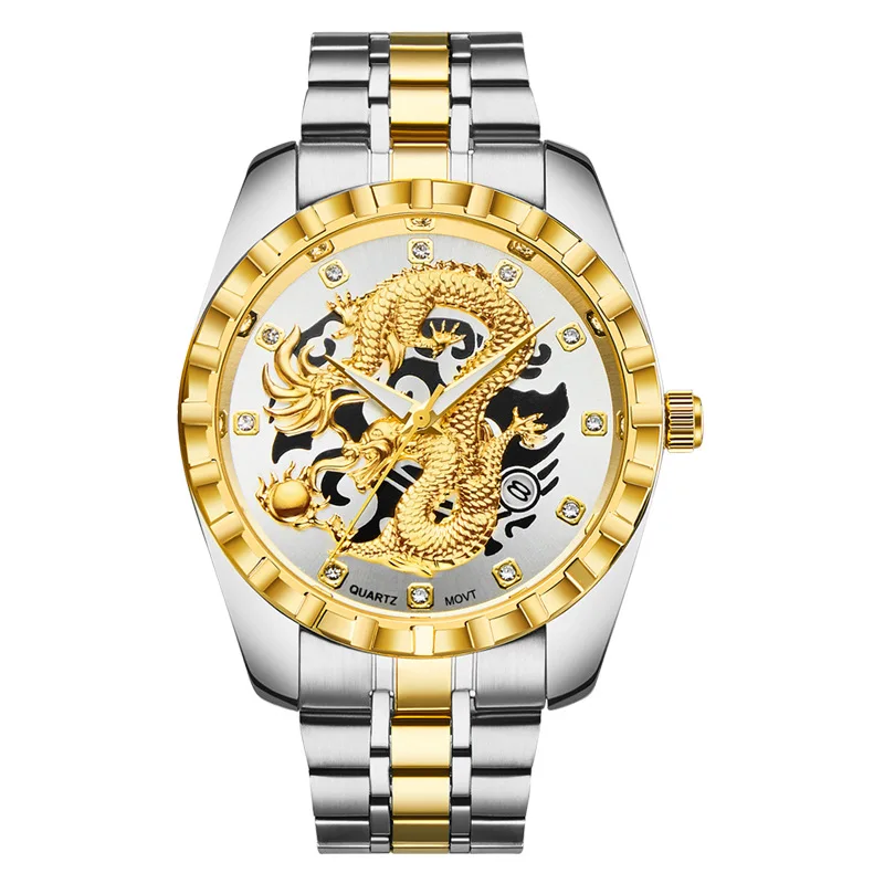 Relogio Masculino Top Brand Men Watches WLISTH Luxury Golden Dragon Designer Stainless Steel Waterproof Sport Quartz Watch Men enlarge