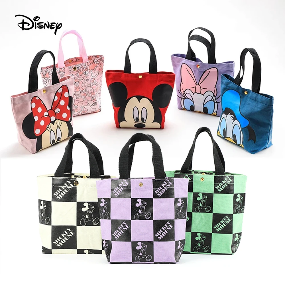 

Disney Original Mickey Lunch Pack Dinner bag Minnie Anime Printing Canvas Hand Bag Student Cartoon Food handbag Picnic Bag