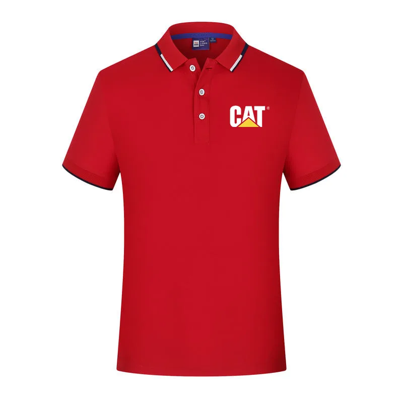 2023 CAT Caterpillar Brand Logo Summer New Lapel Polo Fashion Men Cotton T-Shirts Casual Breathable Short Sleeve images - 6