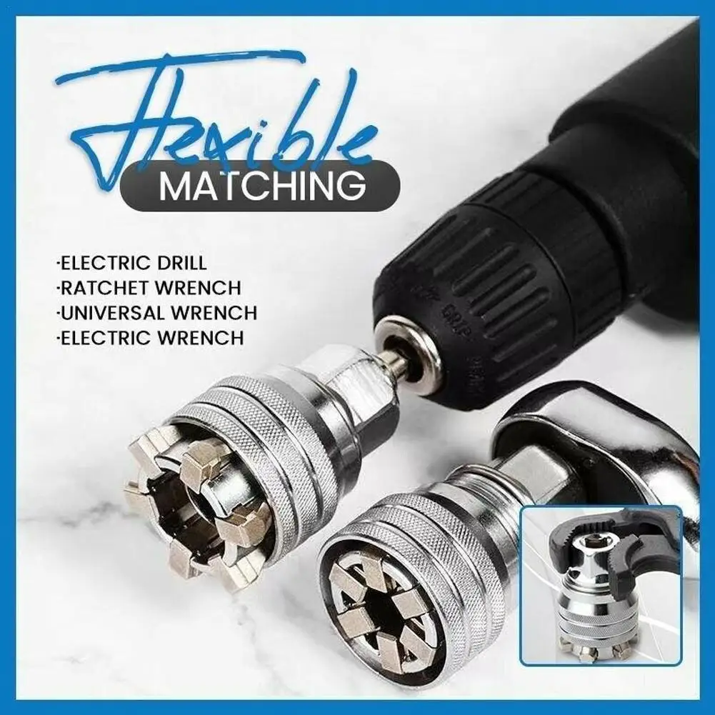 

Electric Drill Magic Sleeve Converter Adjust 10mm To19mm With Ratchet Wrench Universal wrench Electric Wrench Sleeve Converter