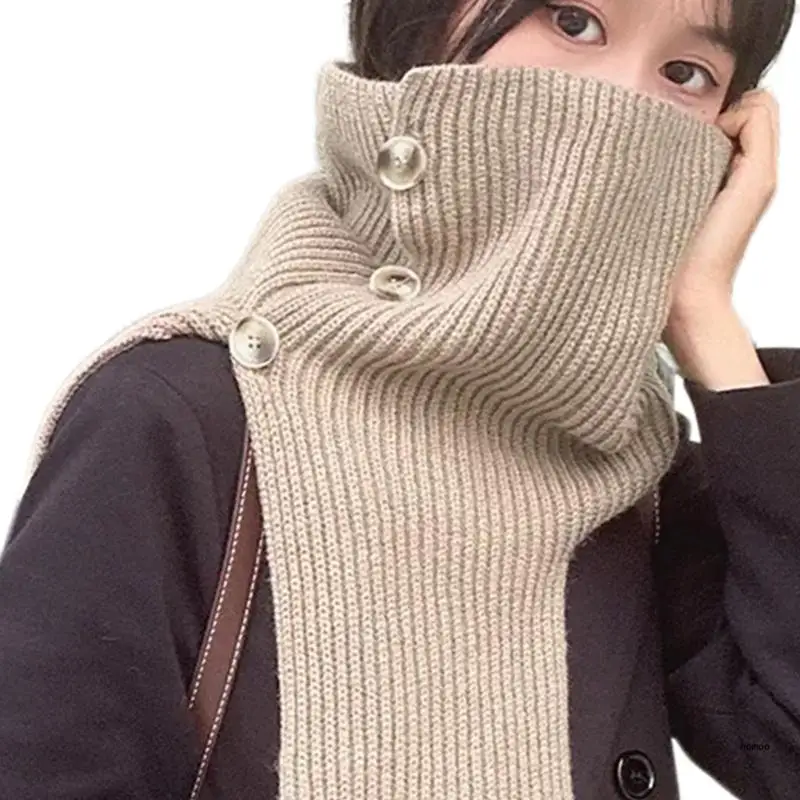 Вязаный шарф шаль с накладным воротником для женщин воротником-водолазкой и на