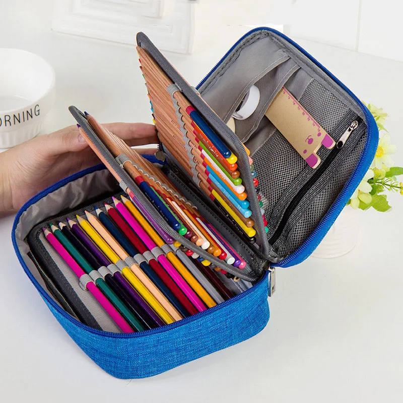 

Supplies Canvas School Holes Boy Pouch Student Case Cases Pen Multifunction Storage Girls Pencil Bag For 72 Box Stationery