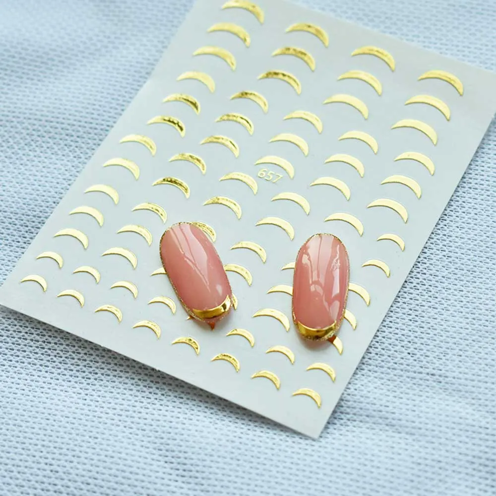 Золотые и белые наклейки на ногти с французским кончиком для ногтей