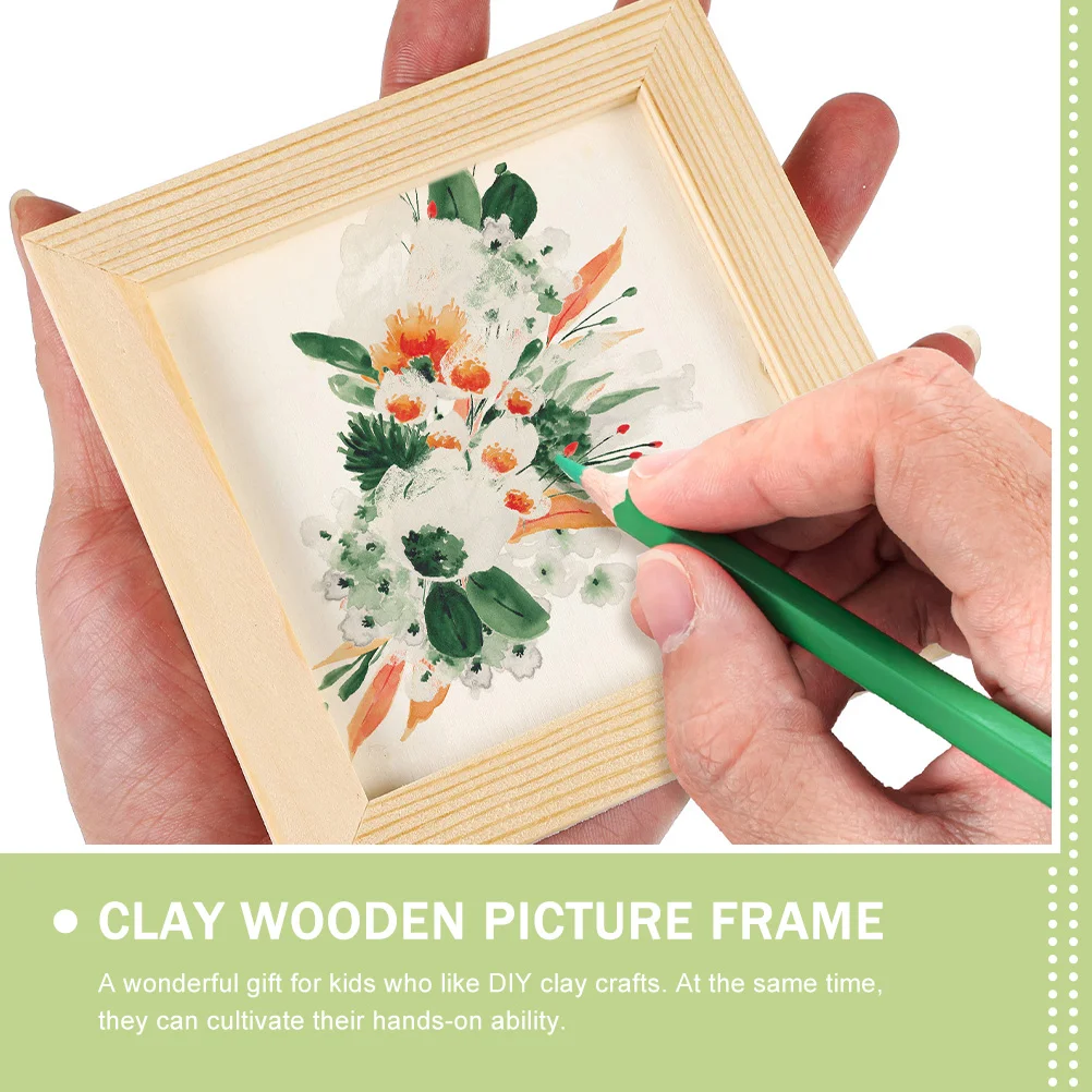 

8 Pcs Clay Picture Frame Photo Painting Frames Wooden DIY Hand Decor Blank Child For photos