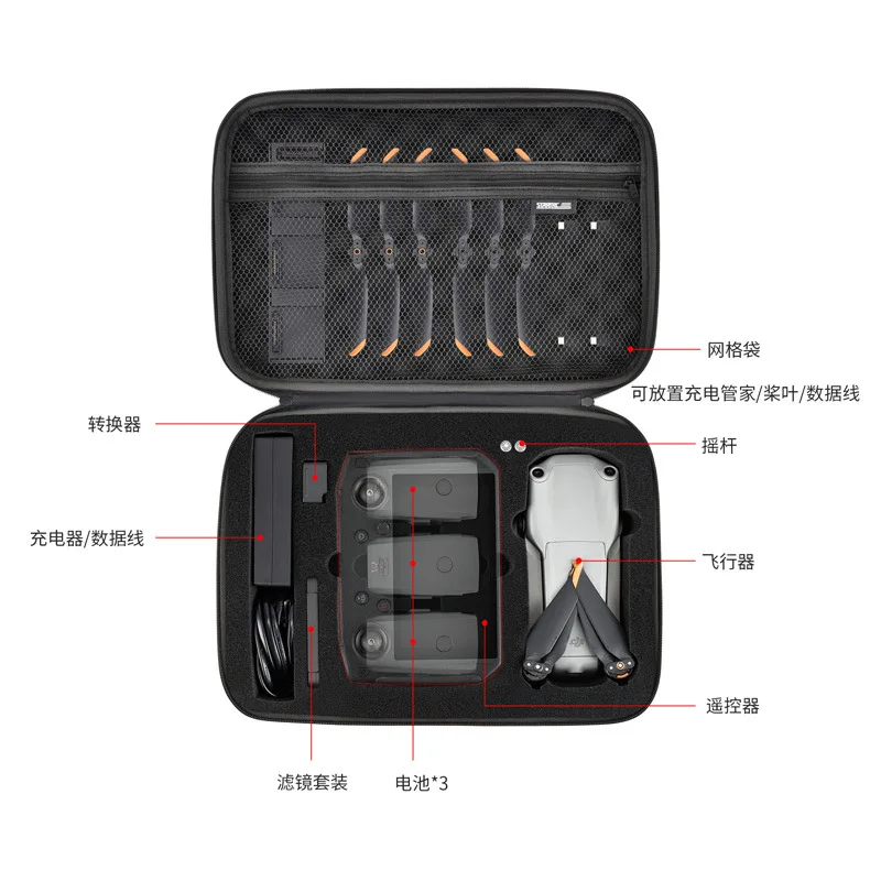 

Сумка для дрона для DJI Air 2S/AIR 2 темно-серая сумка для хранения (с пультом дистанционного управления)