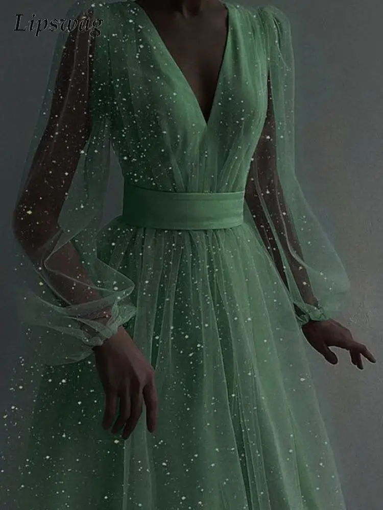 

Женское элегантное платье с длинным рукавом и принтом, летнее женское модное Лоскутное Платье макси с V-образным вырезом, привлекательное о...