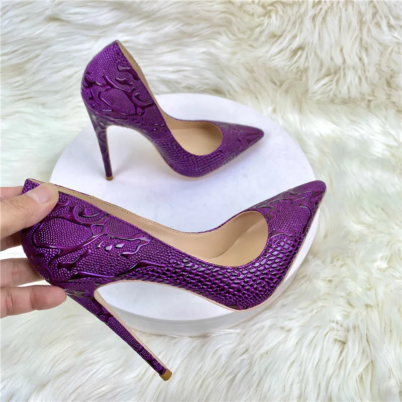 

Doris Fanny Fashion Purple Women Shoes 8cm 10cm 12cm High Heels Pointed Toe Plus Size Work Party Dating Slip on Lady Pumps