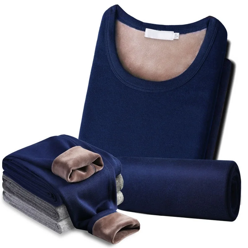 

Winter ManVelvet Underwear Sets Men Termal Underwear Lon Winter Clotes Men Tops +Pants Tick Keep Warm Solid Lon Jons Sets