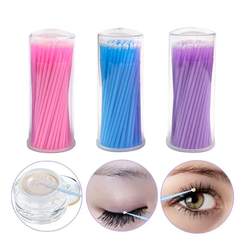 

100PCS/Bottle Eyelash Extension Cleaning Swabs Lash Lift Glue Remover Applicators Microblade Makeup Micro Brushes Tool
