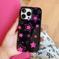 fashion pink black star phone case for iphone 11 12 13 pro xr x xs max iphone11 shockproof soft silicone glossy back cover shell