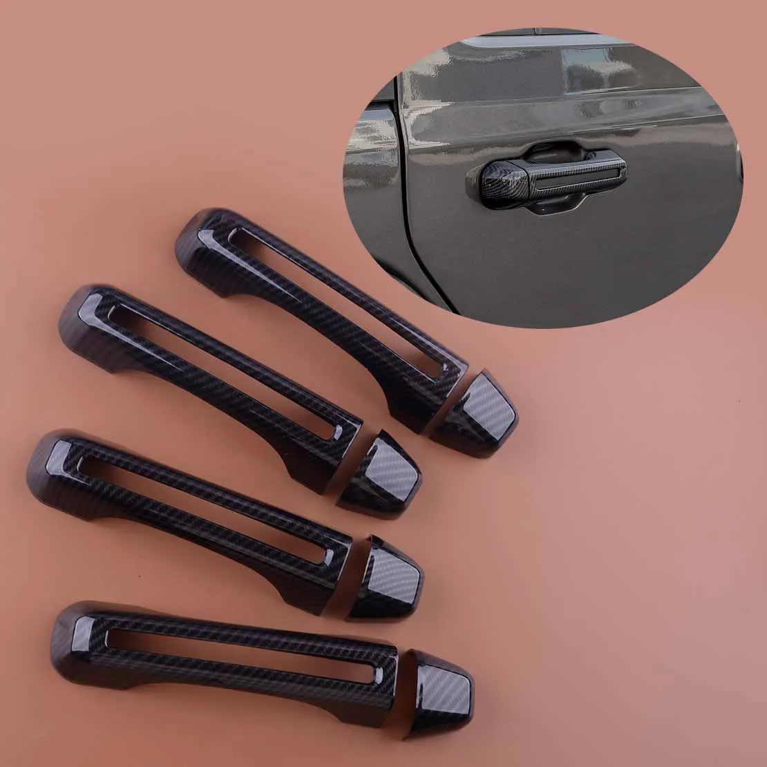 

8Pcs/Set Car Exterior Door Handle Covers Trims Fit for Jeep Wrangler JL Gladiator JT 2020 2021 2022 Carbon Fiber Style ABS