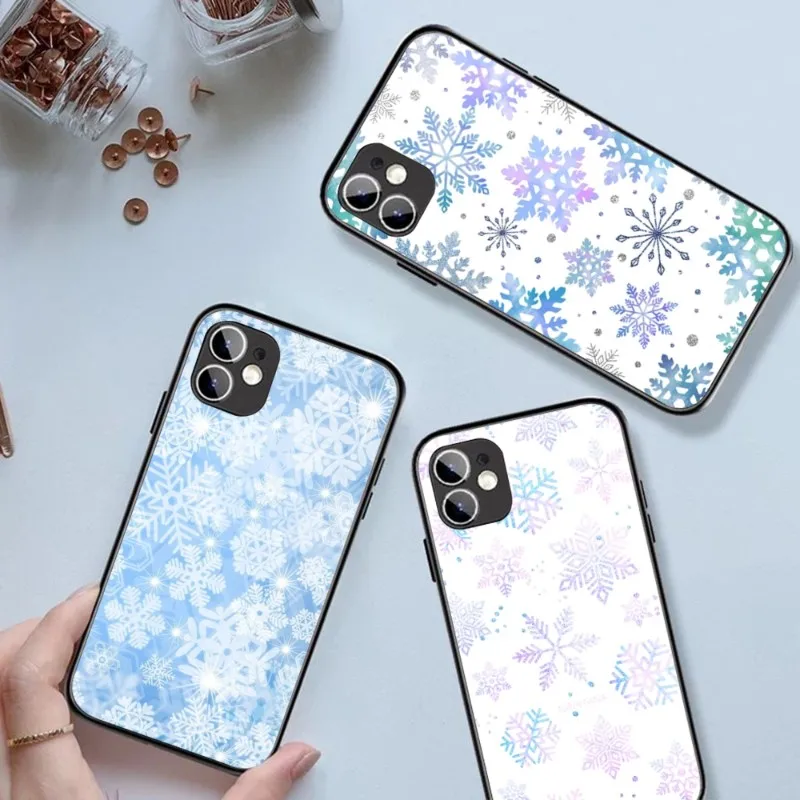 

Чехол со снежинками для IPhone 14 13 12 11 XS X 8 7 6 Plus Mini Pro Max SE 2022
