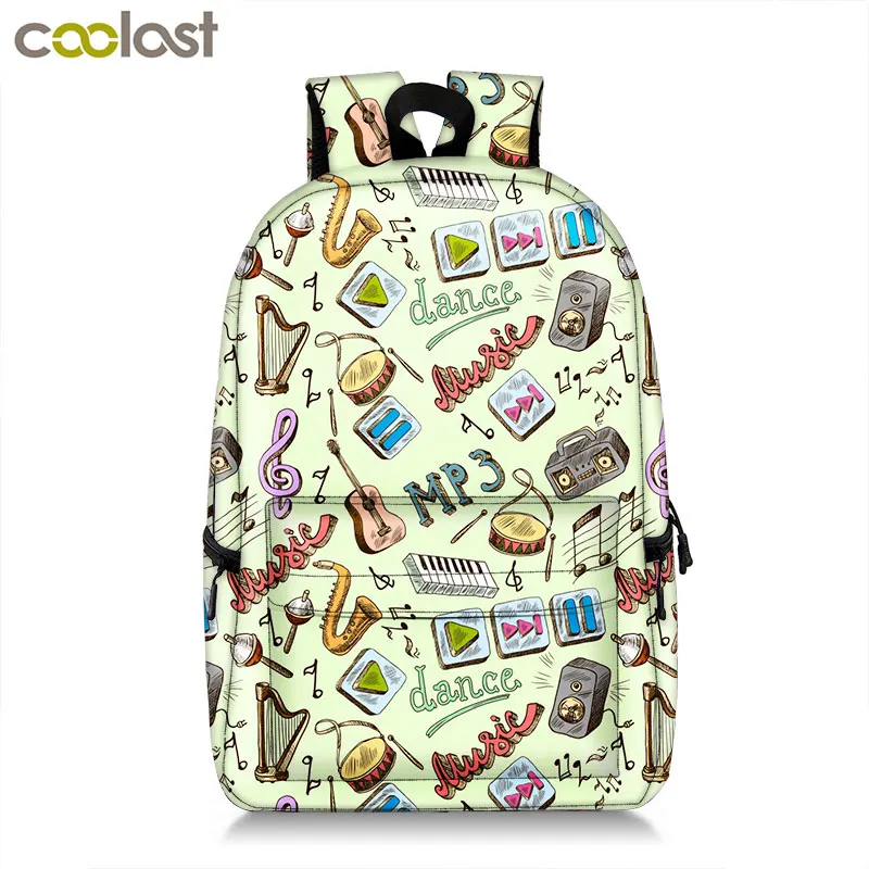 

Rock Musical Instrument Flame Print Backpack Women Men Causal Daypack Teenager School Bags Saxophone Rucksack Hipster Backpack