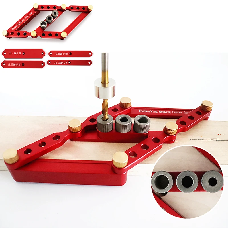 

Gauge Round Dowel Marking Drill Drilling Joinery Scribe Ruler Guide Puncher Carpenter Woodworking Jig Line Locator Scribing Tool