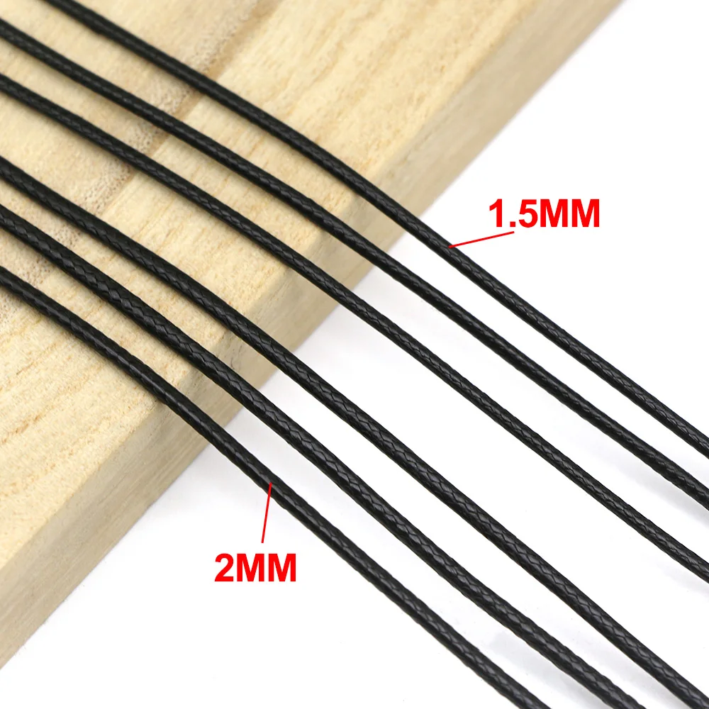 Черный кожаный шнур для ожерелья 10 шт. регулируемый плетеный застежка-лобстер