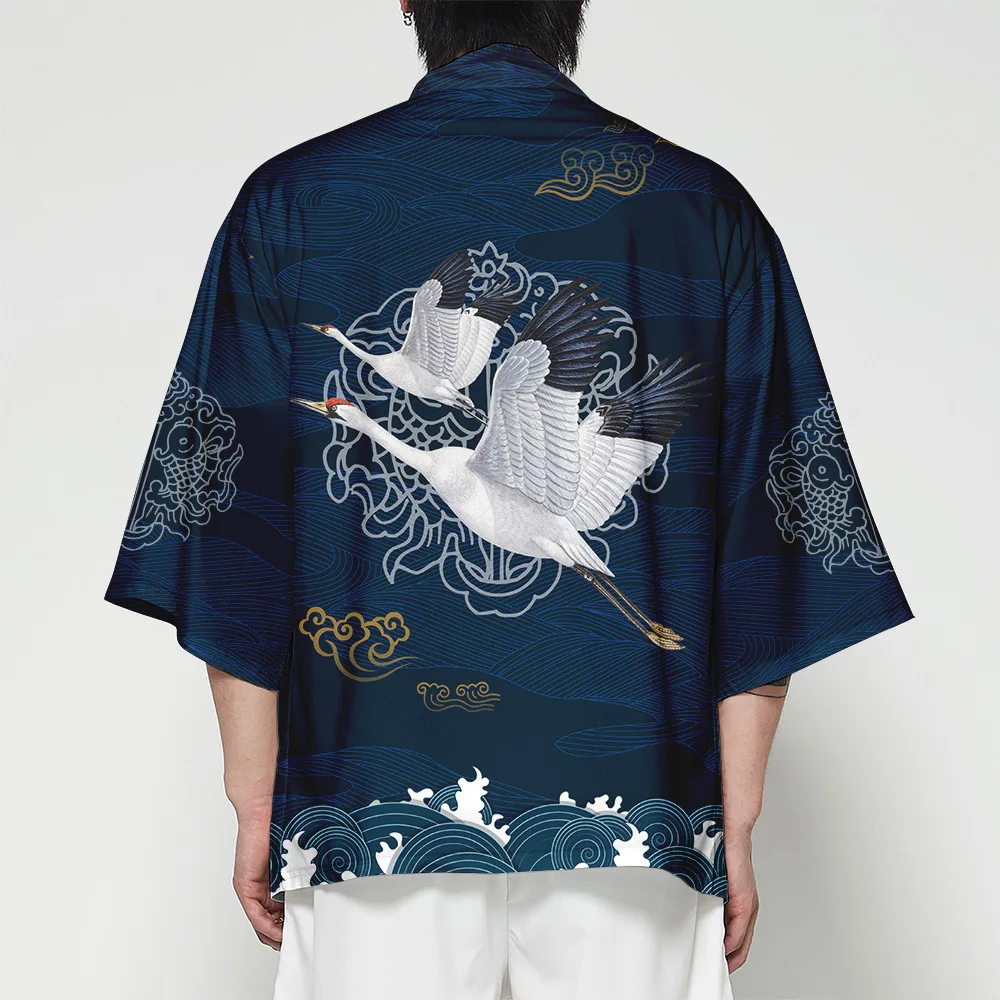 Couple Half Sleeve Chinese Kimono Robe Thin Half Sleeve Hanfu Cardigan Shirts Summer Casual Loose Home Bathrobe Oversize