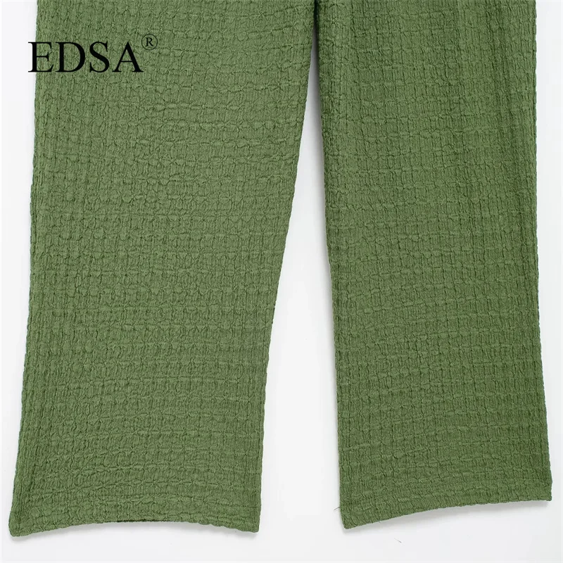 Женские текстурированные брюки EDSA свободные длинные с эластичным поясом и