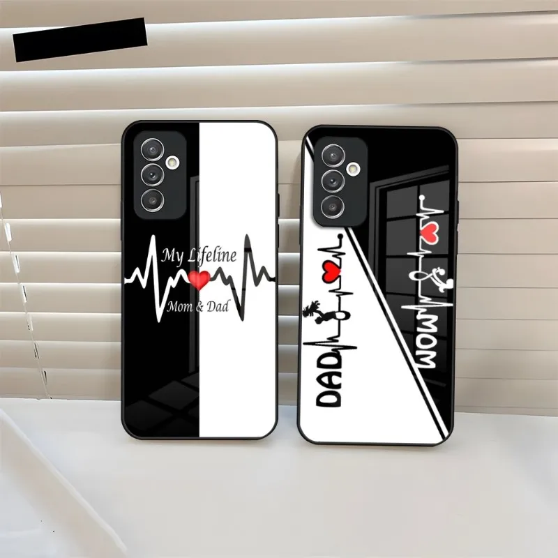 

I Love Mom And Dad Phone Case Tempered Glass For Samsung A34 A52 A14 A54 A51 A22 A32 A72 S22 S23 Ultra Note 20 10 Pro Plus Coque