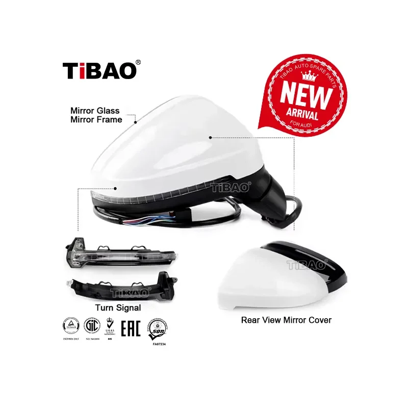 

TiBAO Car Left Right side Rearview Mirror for Audi A4L B9 2017 8WD857410A