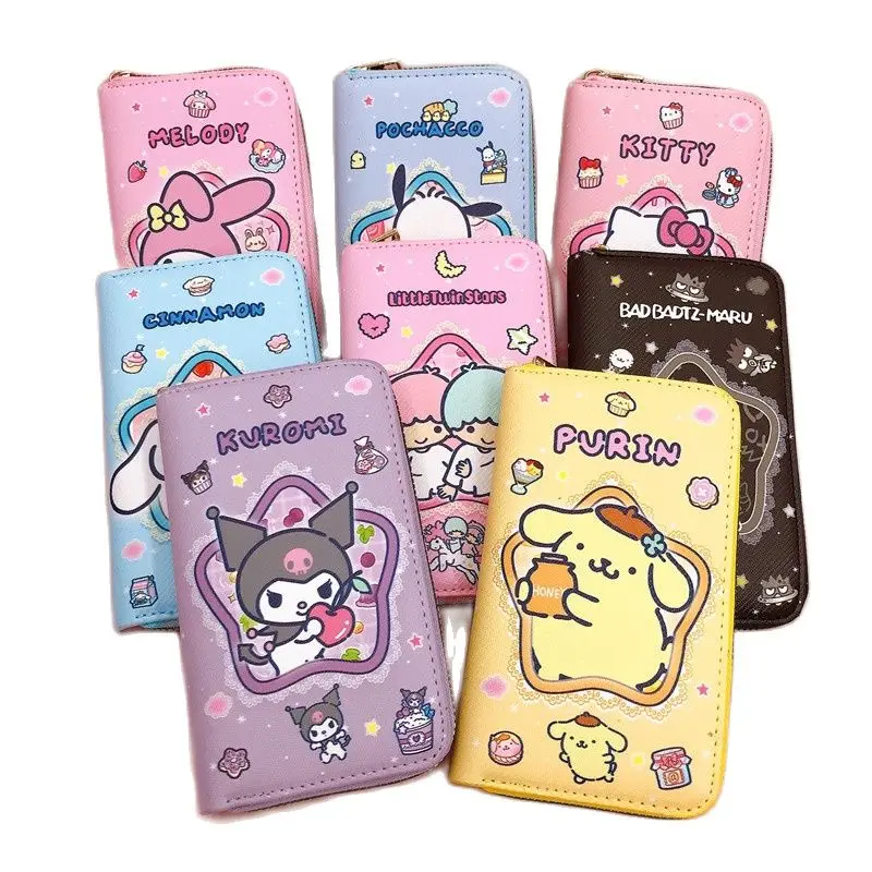 Sanrio симпатичный кошелек с рисунком, Модный женский кошелек из искусственной кожи, вместительный милый кошелек для монет, сумка для карт, подарок для девушки