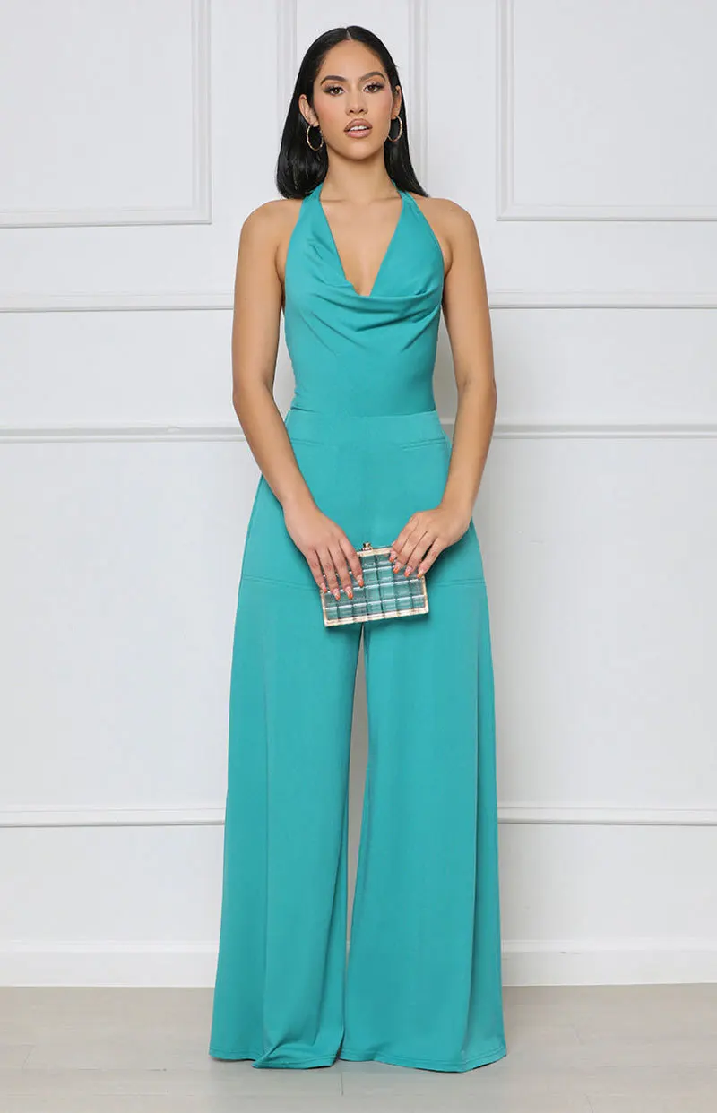 

Summer Sexy Halter Halter Neck Jumpsuit Women Fashion Beach Style Halter Neck Lace-up Loose Wide Leg Jumpsuit Women