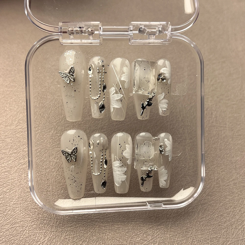 Модный французский искусственный пресс на ногтях Hello Kitty 3D Роскошный дизайн