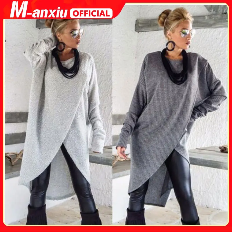 

Fashionable New Style Women Round Collar Loose Long Sleeve Casual Style Dress