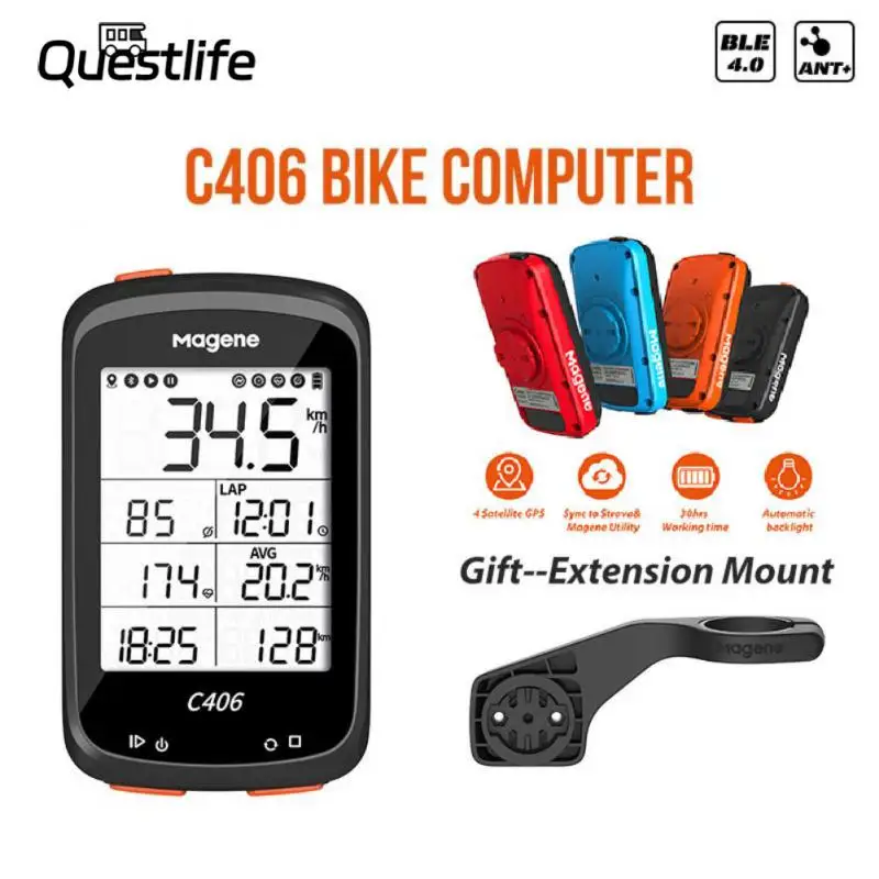 

Magene C406 Bike Computer With Holder Waterproof GPS Cycling Computer Wireless Smart Road Bicycle Monitor 2.5 Inch LCD Screen