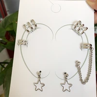 silver gold new punk stars ear clip cuff wrap earrings no piercing clip on cartilage earrings for women girls earrings jewelry