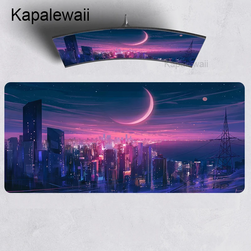 

Mouse Pad Large Deskmat Neon Night Space XXL Mouse Pad Anime Carpet Mousepad Pink Gaming Accessories Deskpad Rubber Run 1000x500