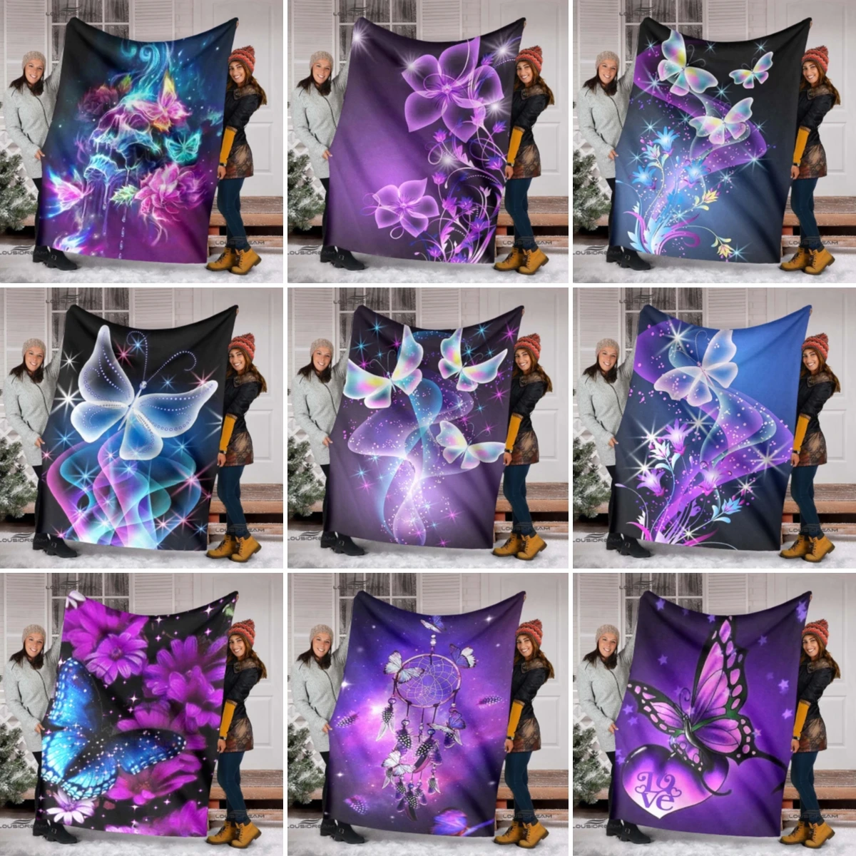 

Одеяло с бабочками и животными, легкий удобный мягкий дышащий ультратеплый плед с изображением звездного неба, постельное белье для путеше...