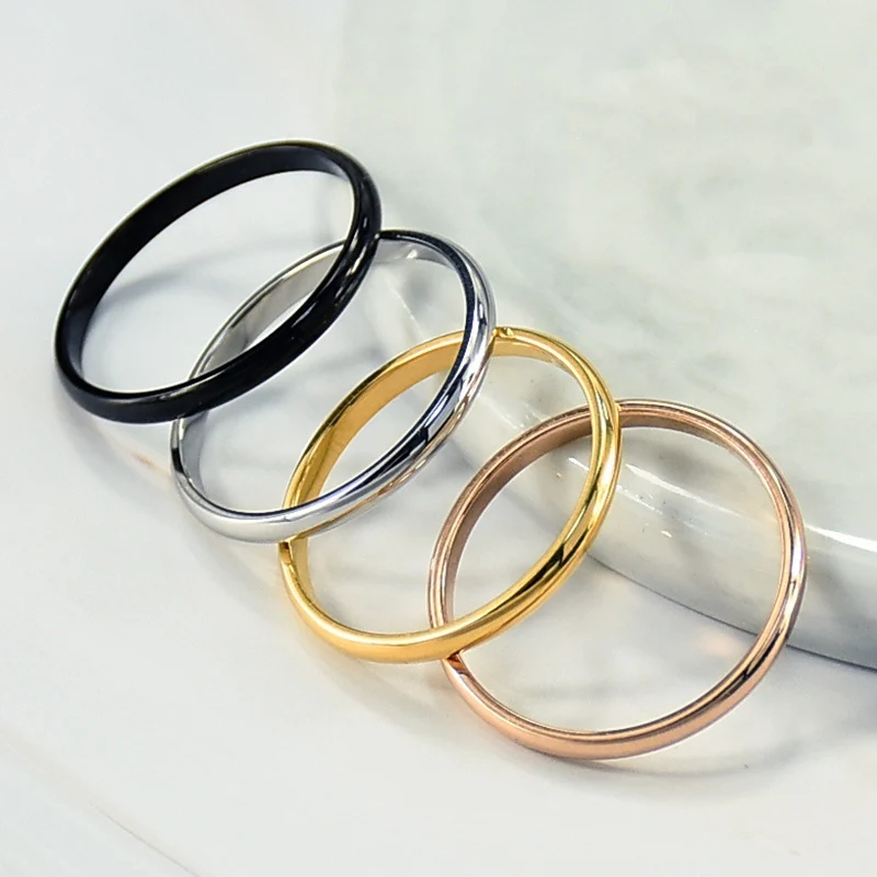 

1MM Thin Titanium Steel Silver color Couple Ring Simple Fashion Rose Gold Color Finger Ring For Women and Men mens gifts